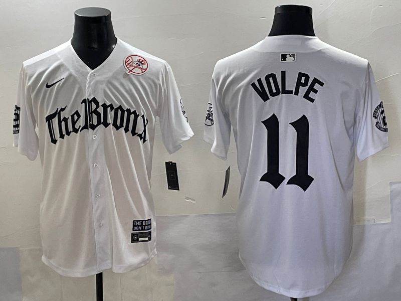 Men 2025 New York Yankees #11 Volpe White Five generations Joint Name Nike MLB Jersey style 6